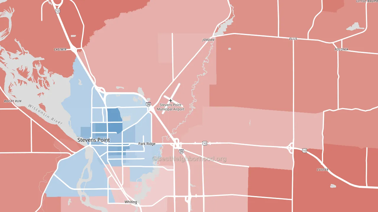 54482, WI block-group political-lean map