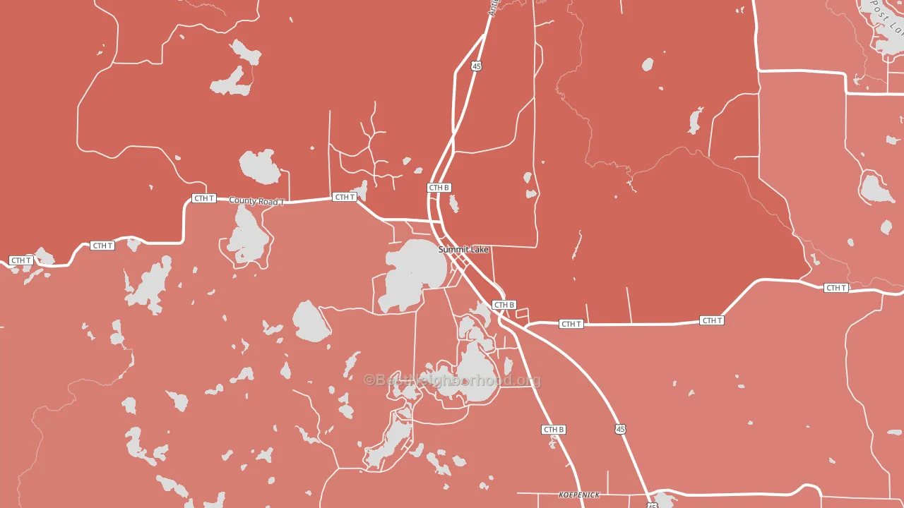 54485, WI block-group political-lean map