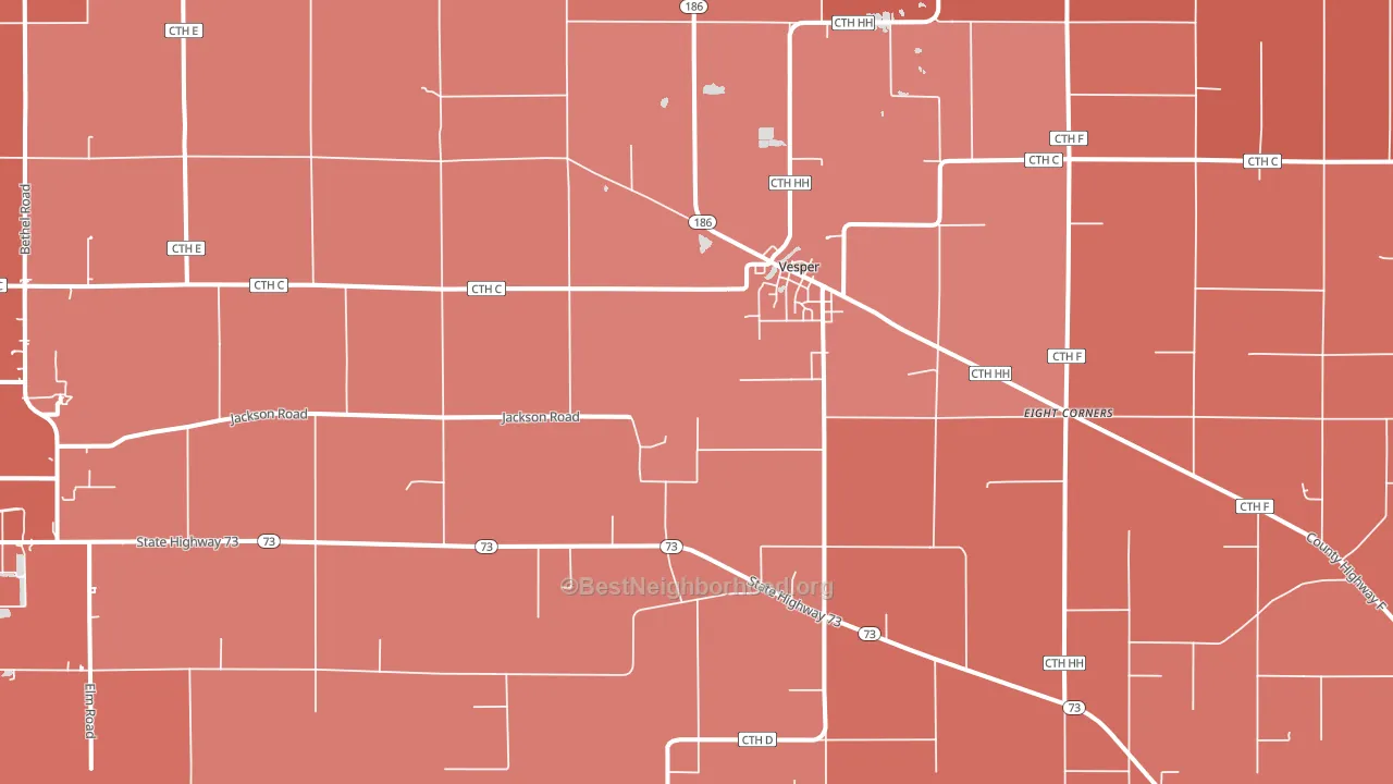 54489, WI block-group political-lean map