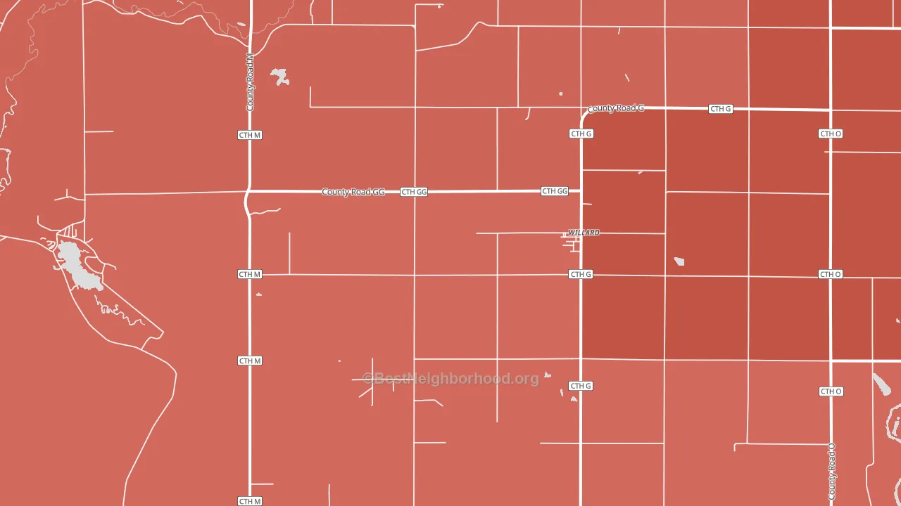 54493, WI block-group political-lean map