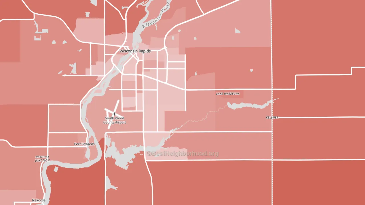 54494, WI block-group political-lean map
