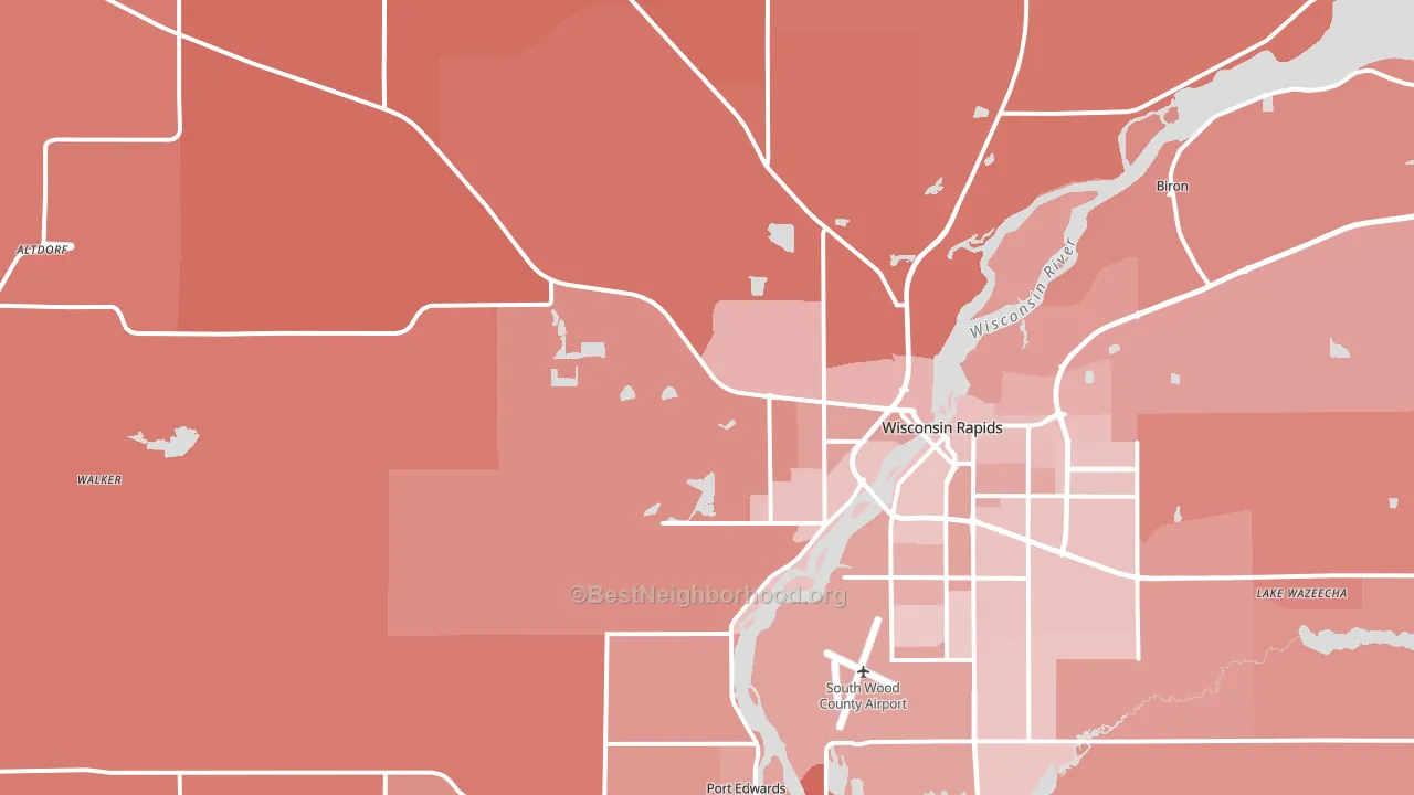 54495, WI block-group political-lean map