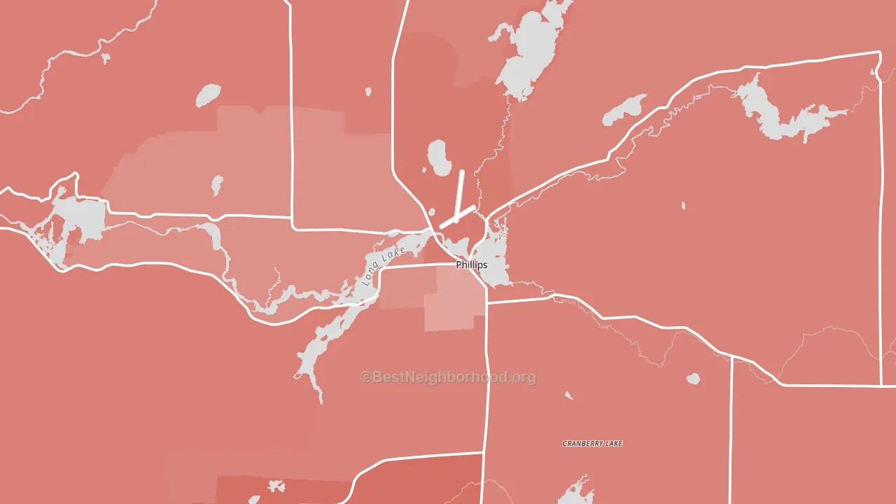 54555, WI block-group political-lean map