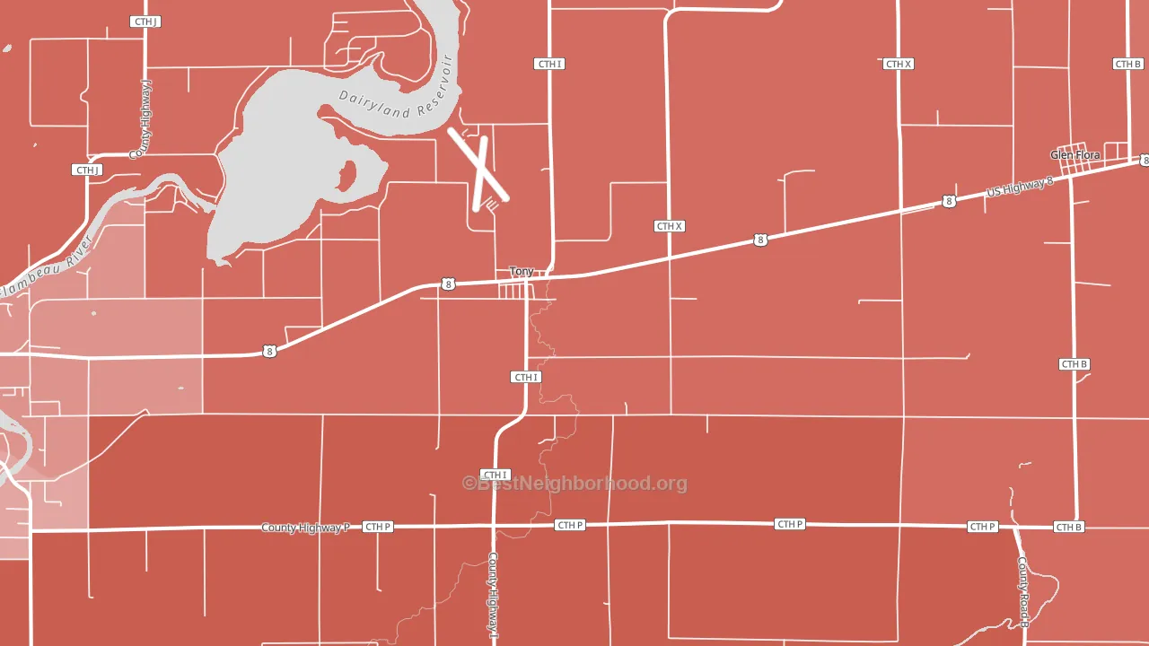 54563, WI block-group political-lean map