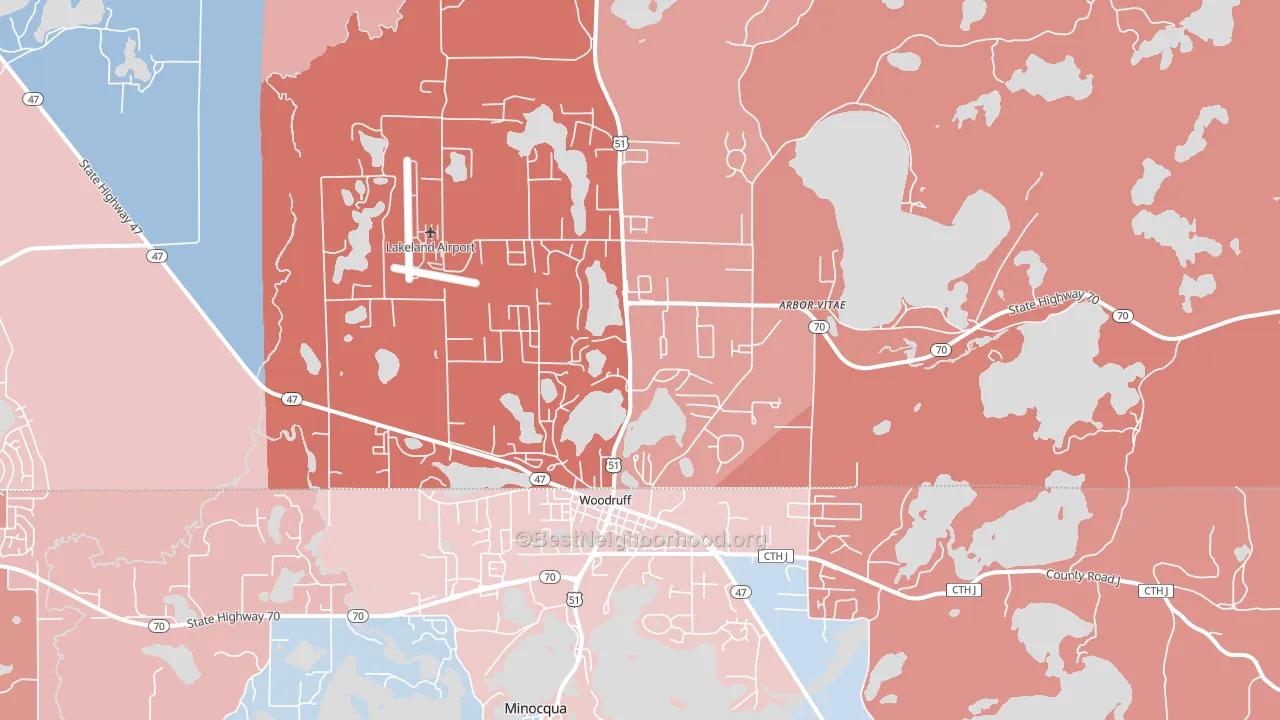 54568, WI block-group political-lean map
