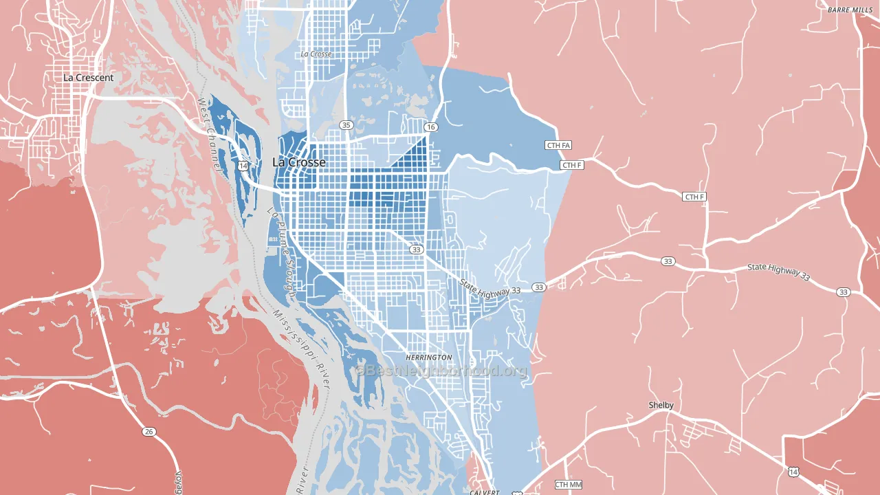 54601, WI block-group political-lean map