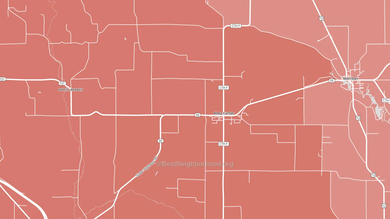 54611, WI block-group political-lean map