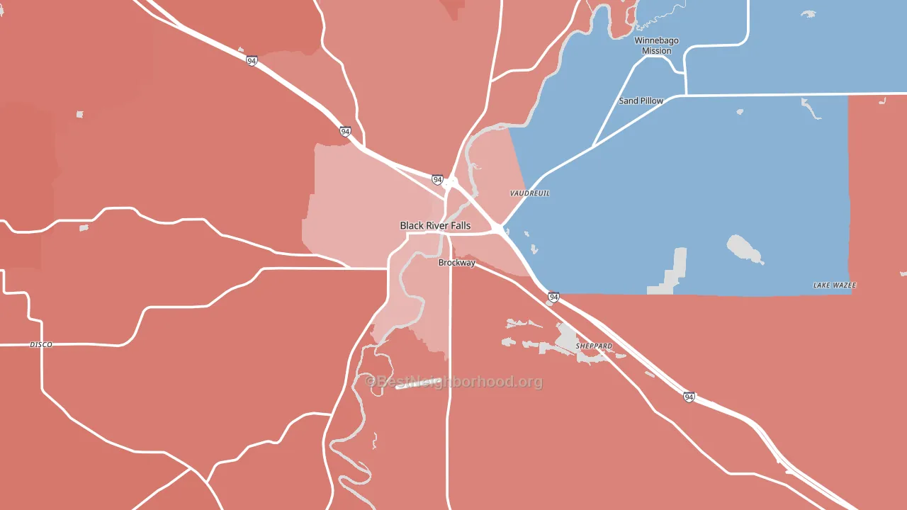 54615, WI block-group political-lean map