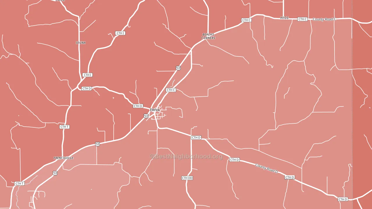 54627, WI block-group political-lean map