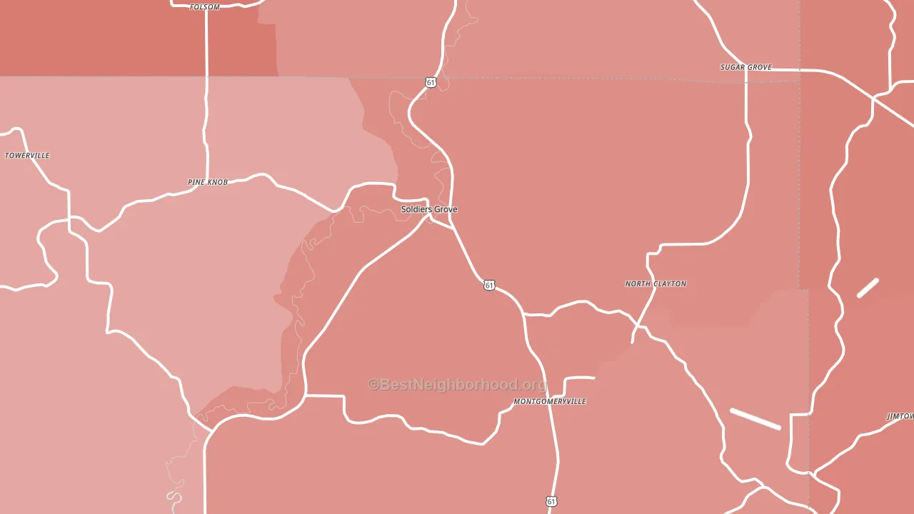 54655, WI block-group political-lean map
