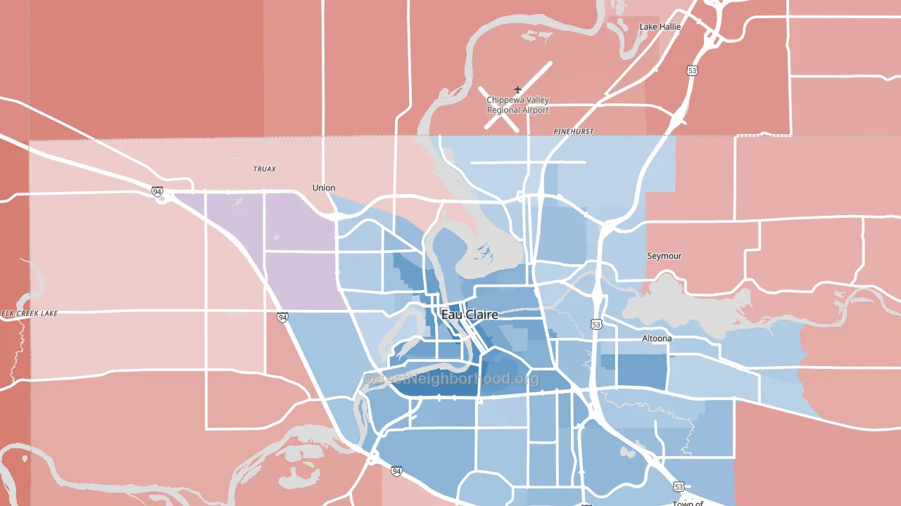 54703, WI block-group political-lean map
