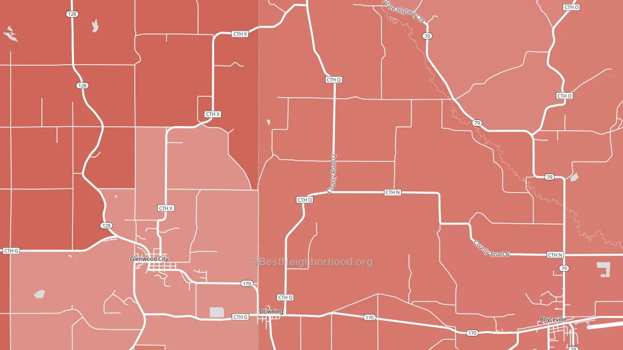 54734, WI block-group political-lean map