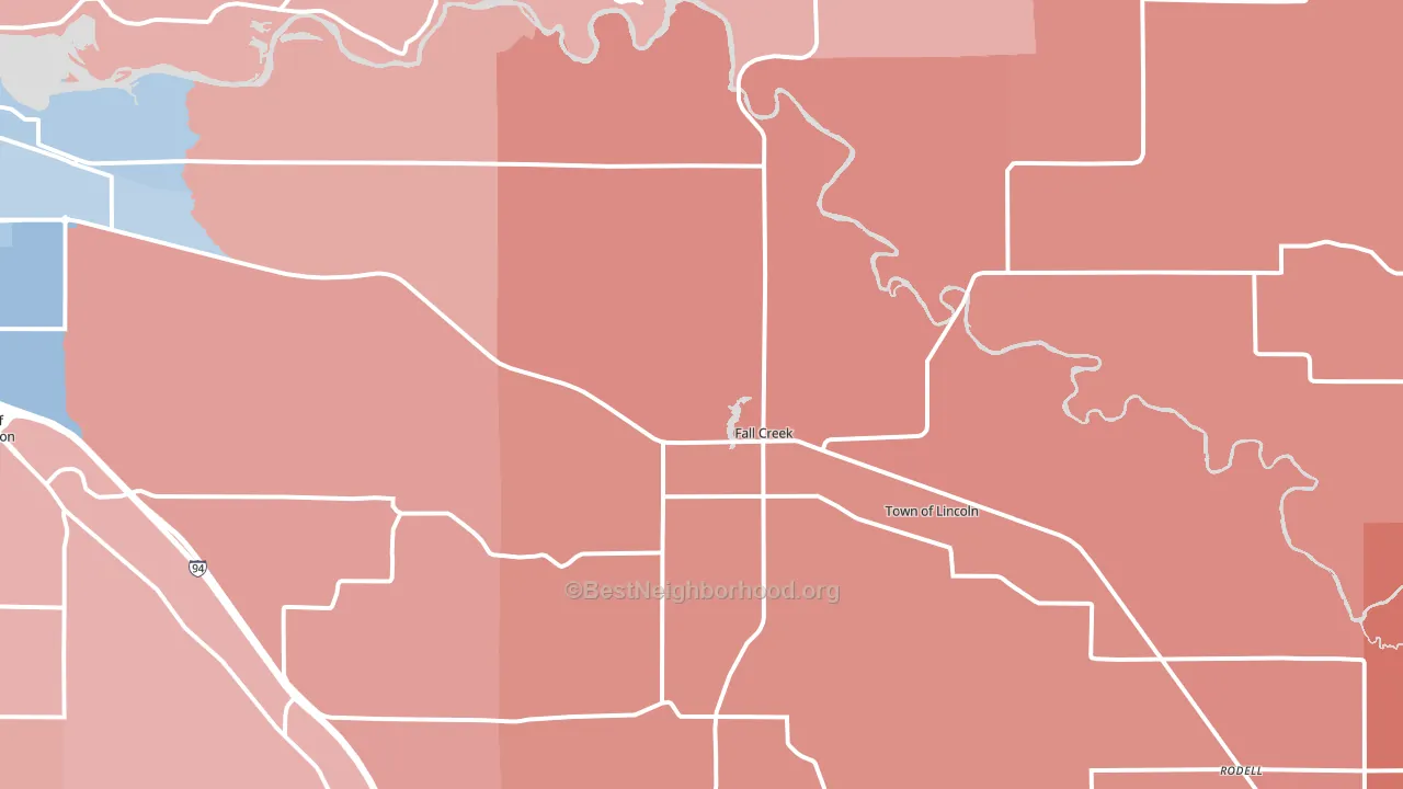 54742, WI block-group political-lean map