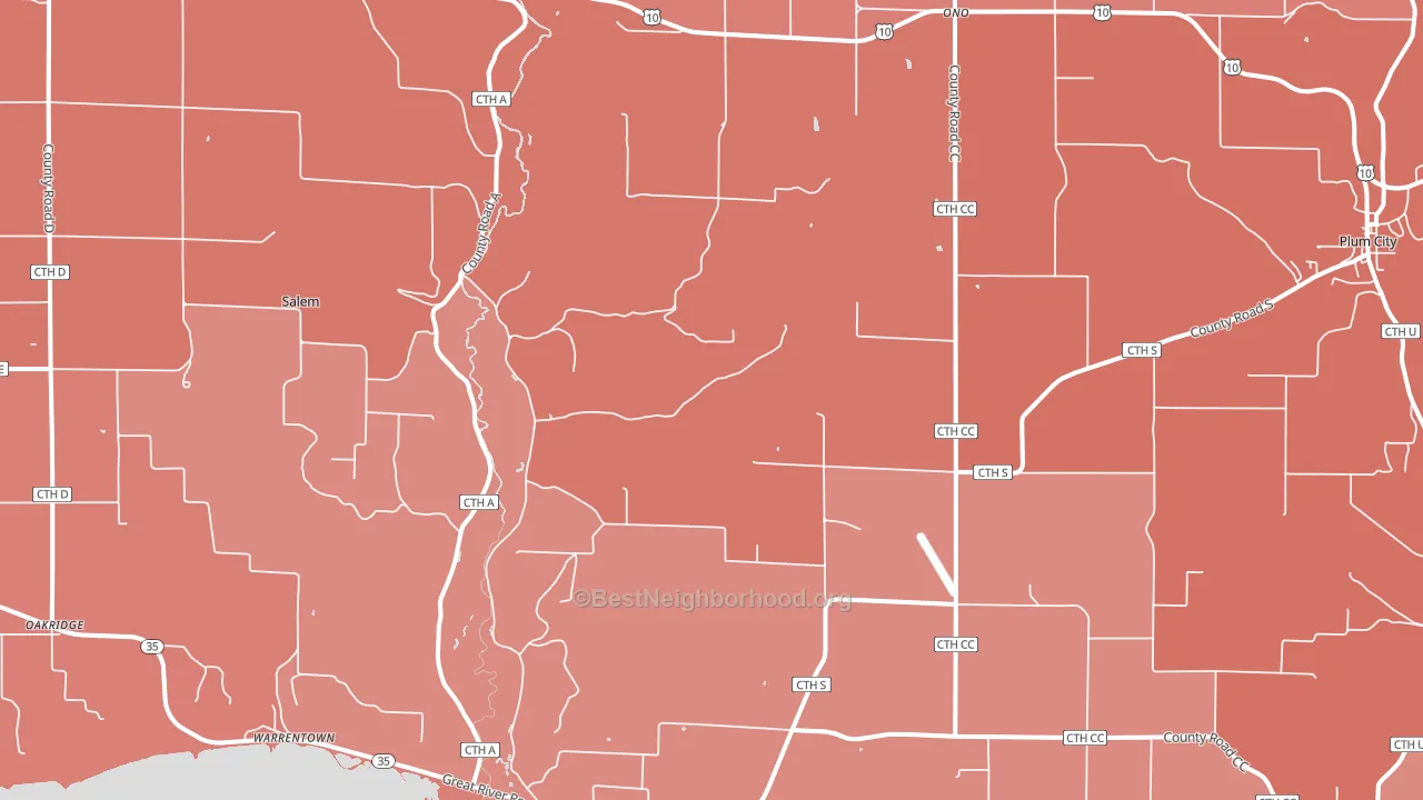 54750, WI block-group political-lean map