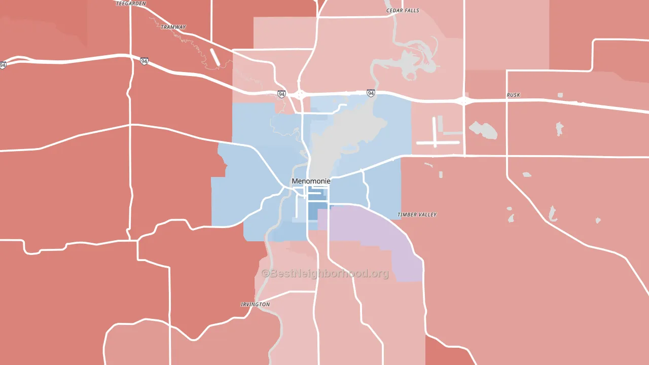 54751, WI block-group political-lean map