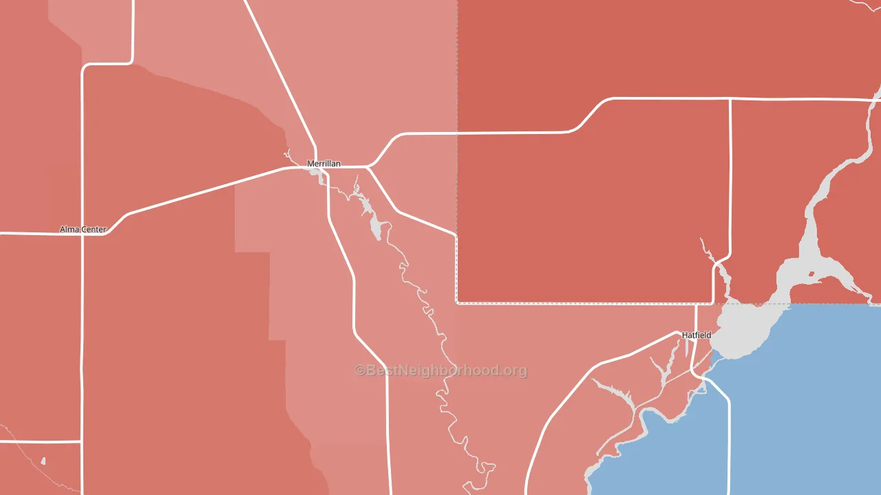 54754, WI block-group political-lean map