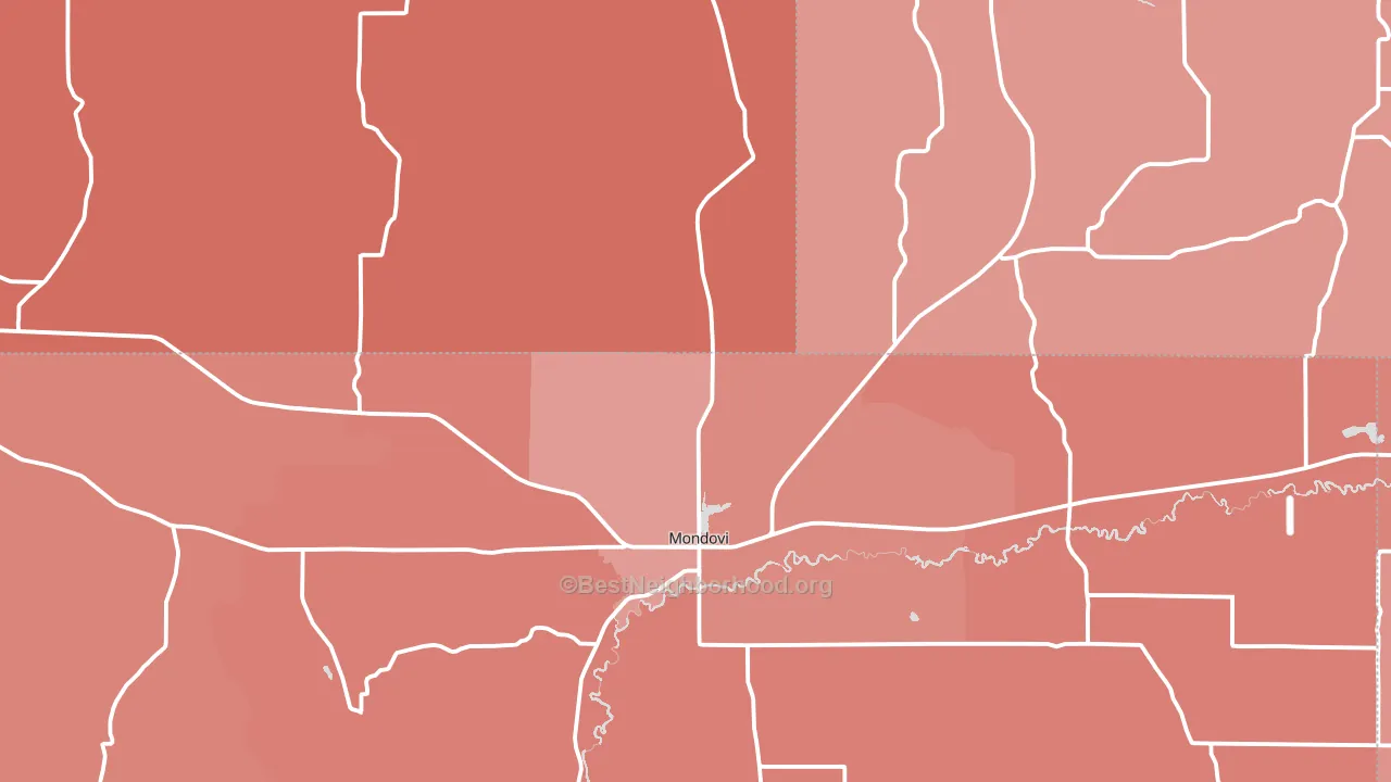 54755, WI block-group political-lean map