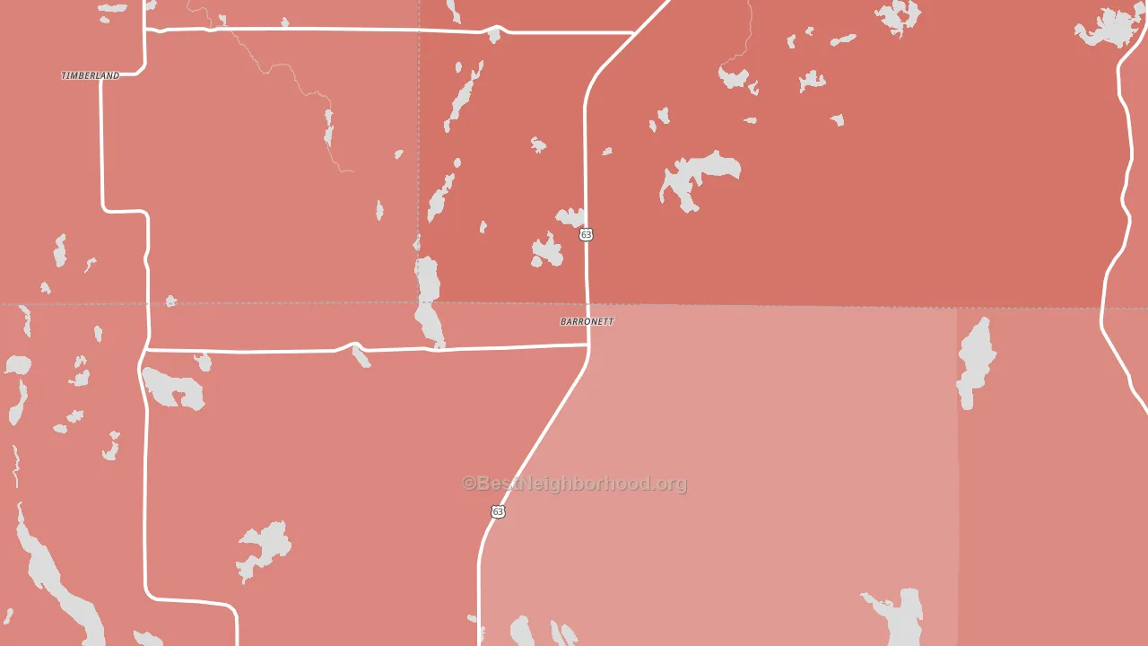 54813, WI block-group political-lean map