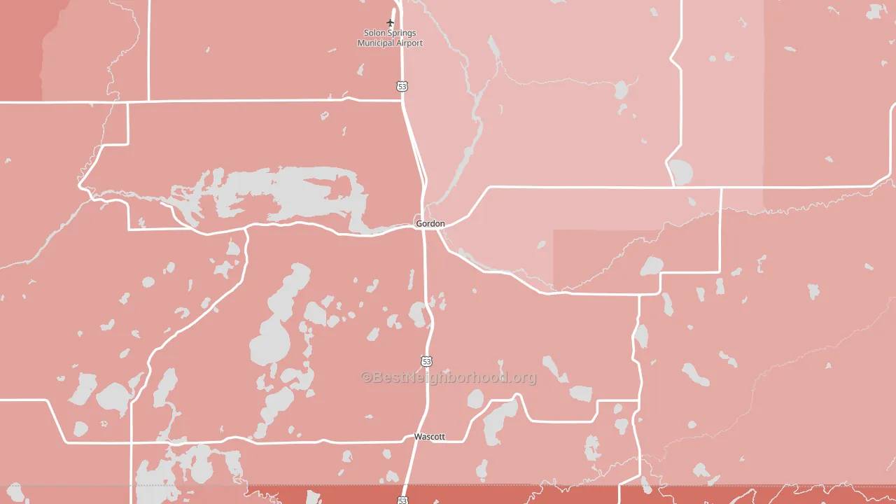 54838, WI block-group political-lean map