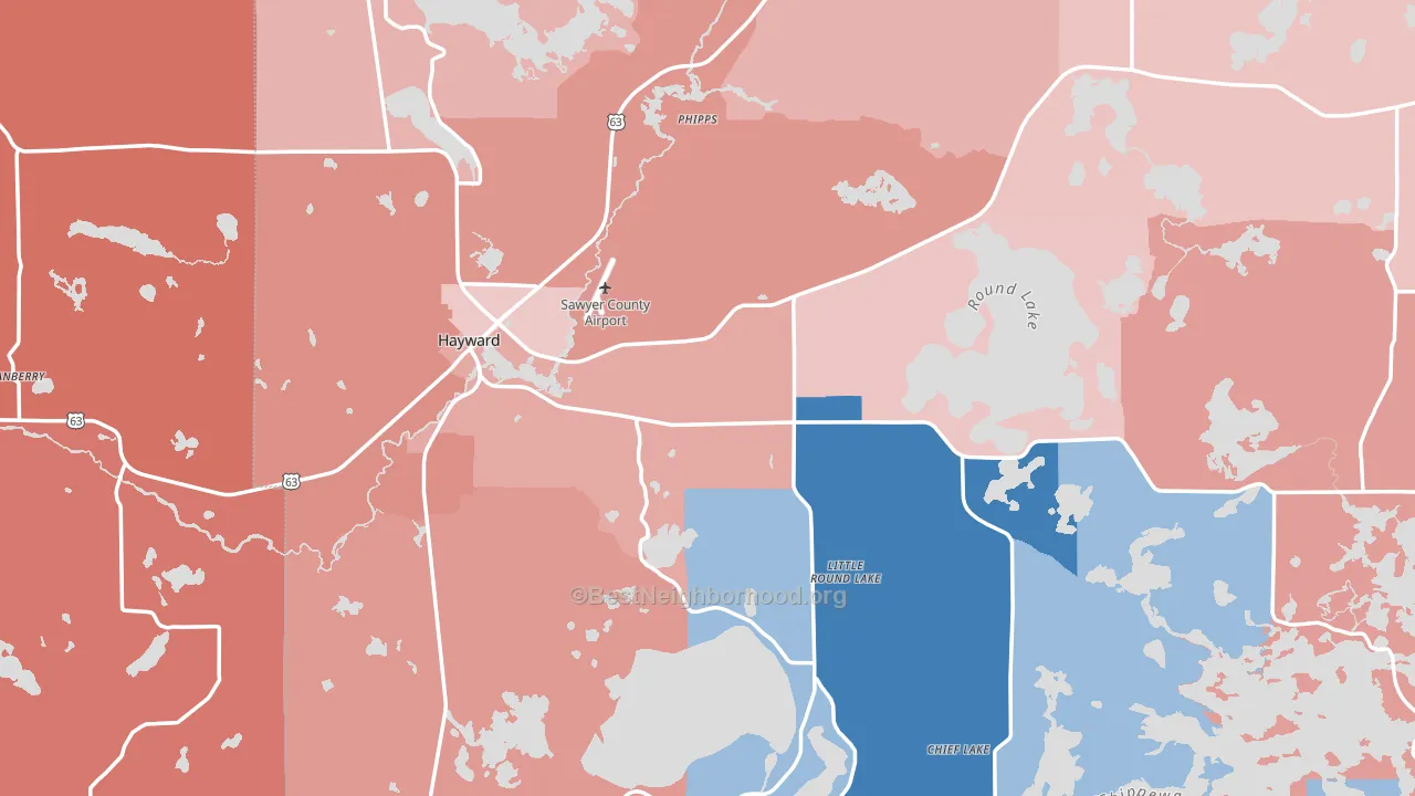 54843, WI block-group political-lean map
