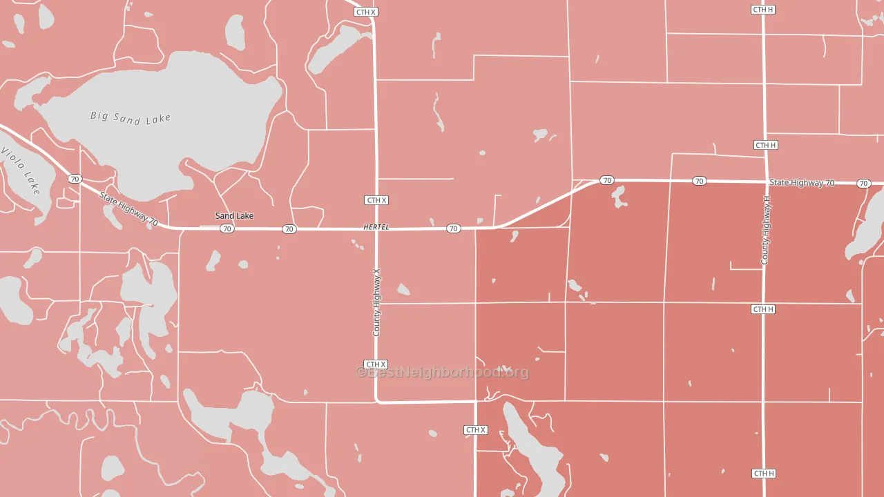 54845, WI block-group political-lean map