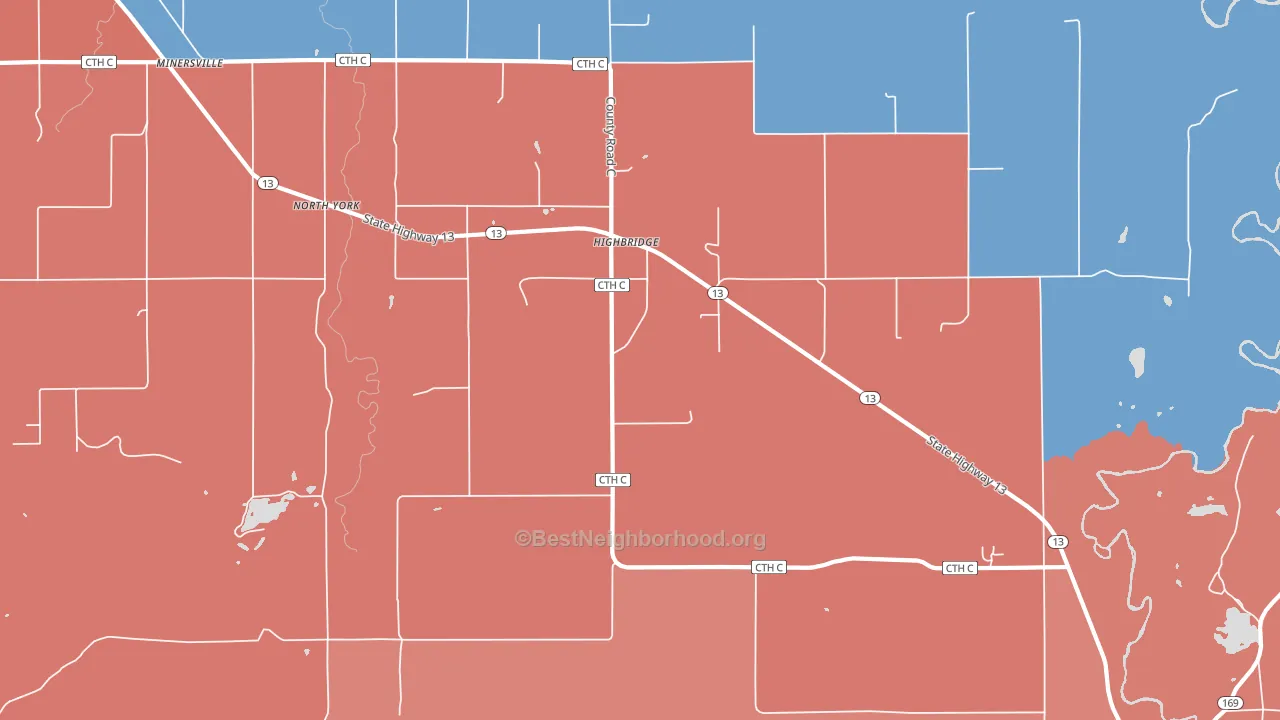 54846, WI block-group political-lean map