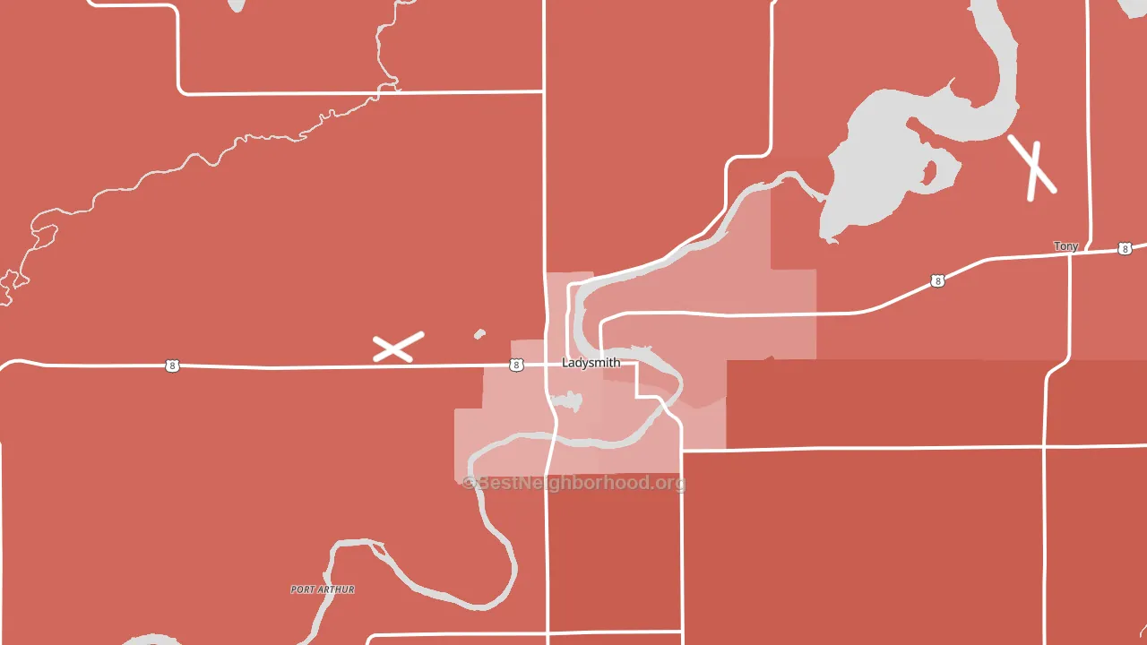 54848, WI block-group political-lean map