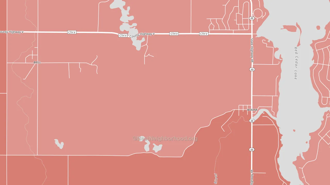 54857, WI block-group political-lean map