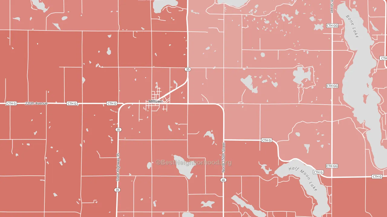 54858, WI block-group political-lean map