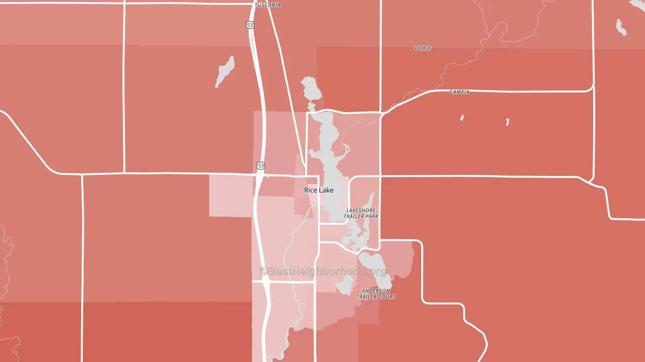 54868, WI block-group political-lean map
