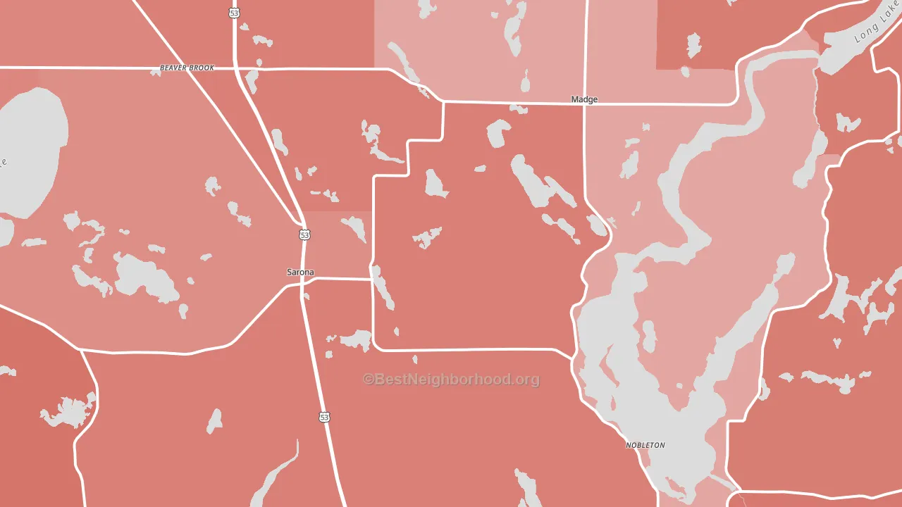 54870, WI block-group political-lean map