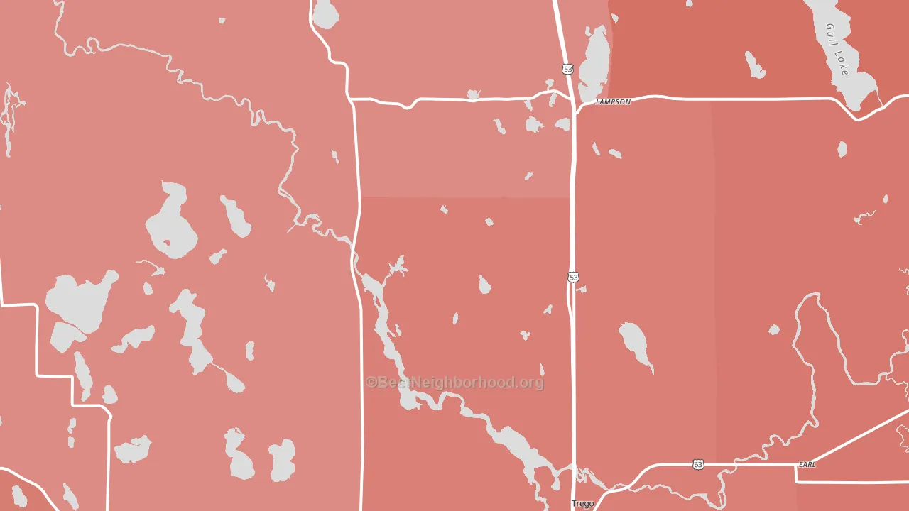 54888, WI block-group political-lean map