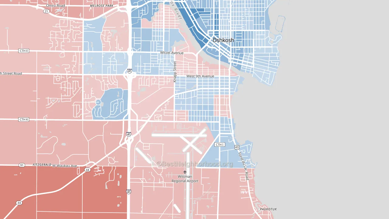 54902, WI block-group political-lean map