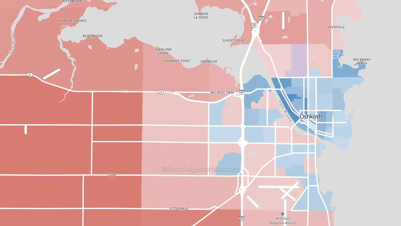 54904, WI block-group political-lean map
