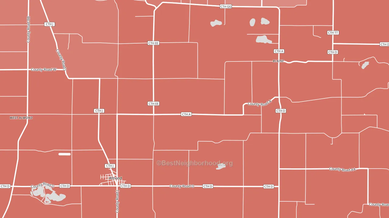 54909, WI block-group political-lean map