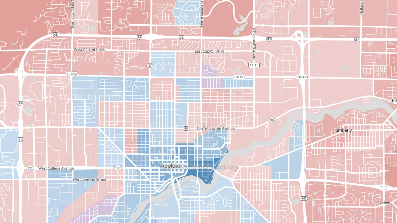 54911, WI block-group political-lean map