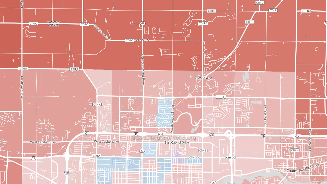 54913, WI block-group political-lean map