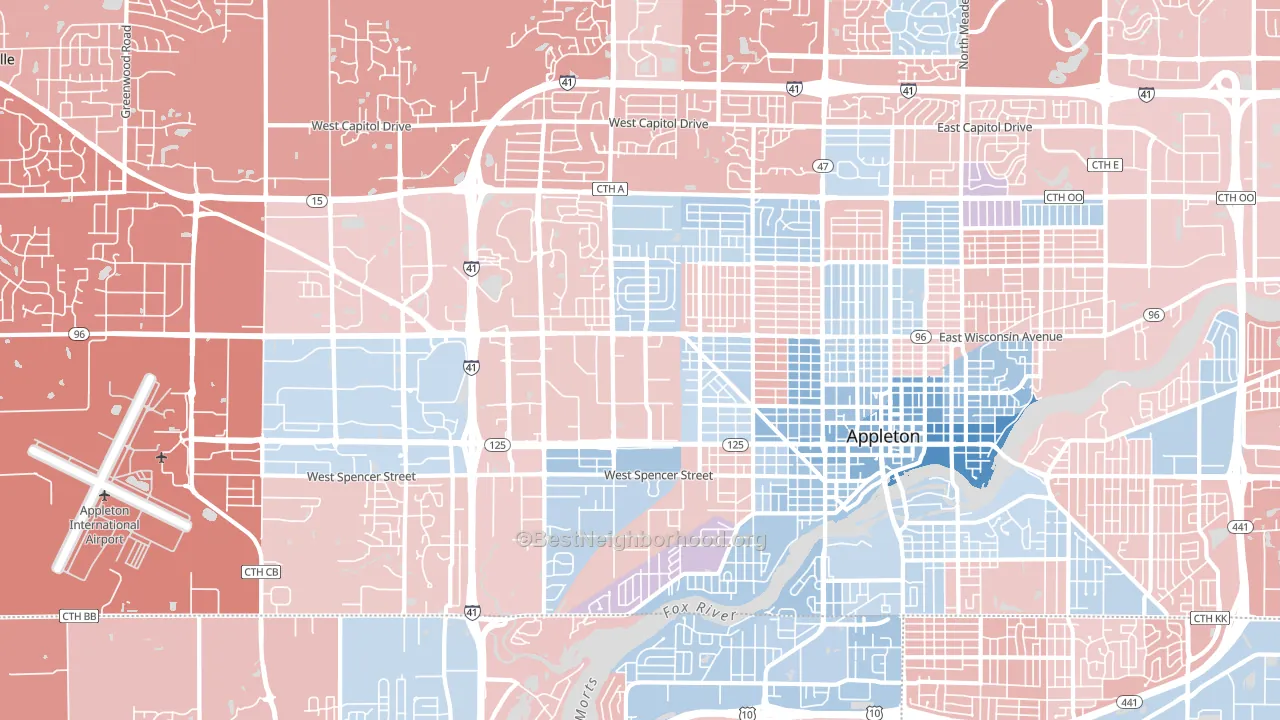 54914, WI block-group political-lean map