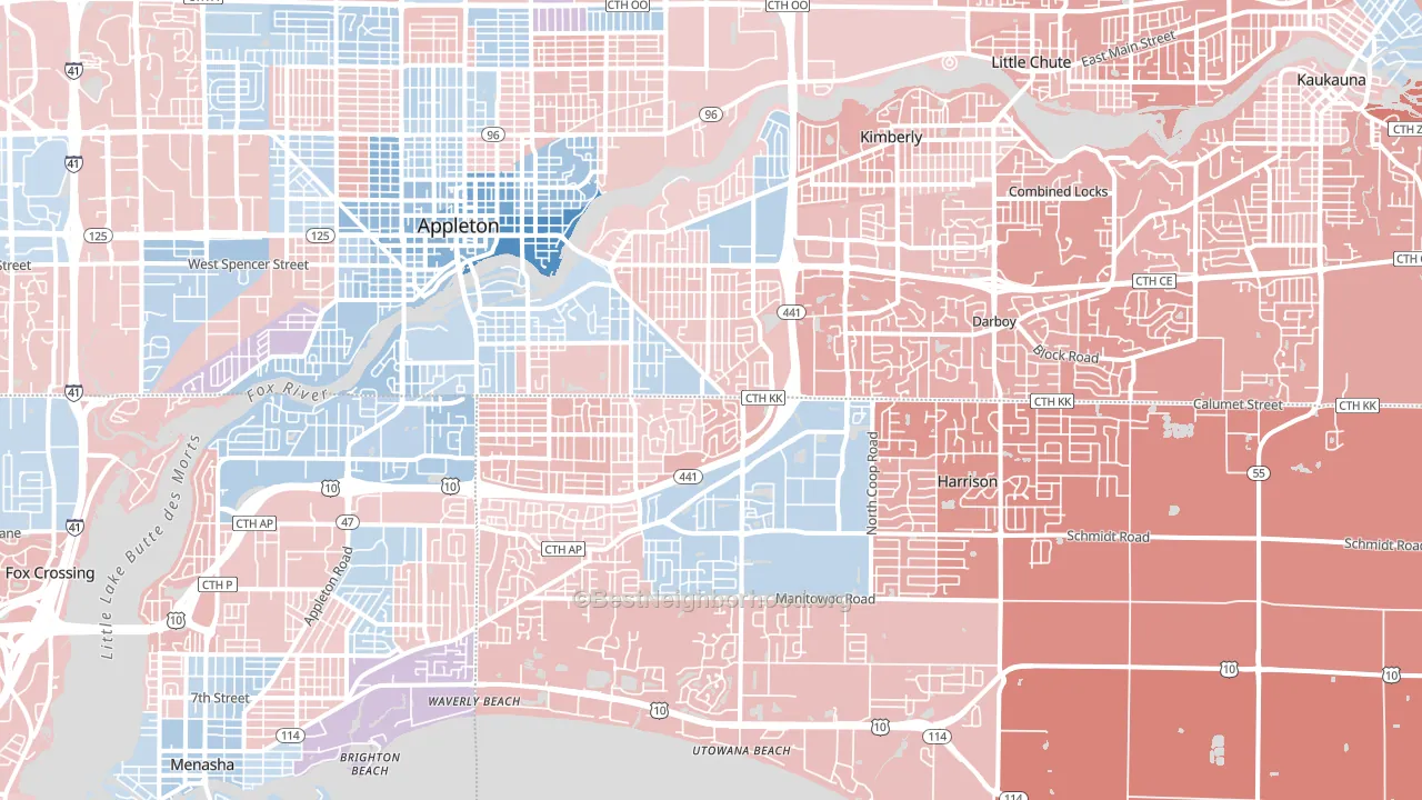 54915, WI block-group political-lean map