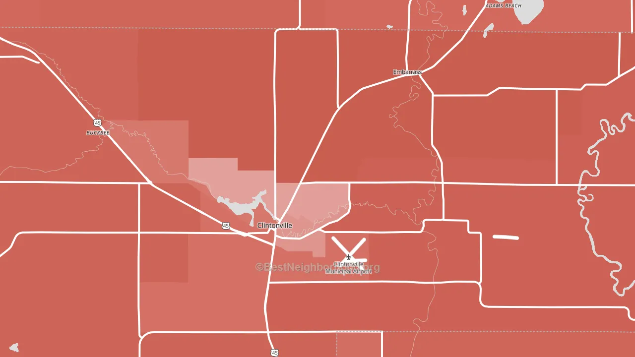 54929, WI block-group political-lean map