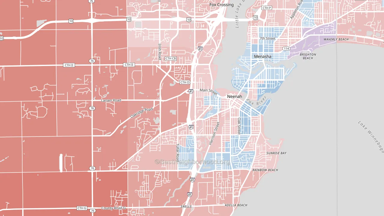 54956, WI block-group political-lean map