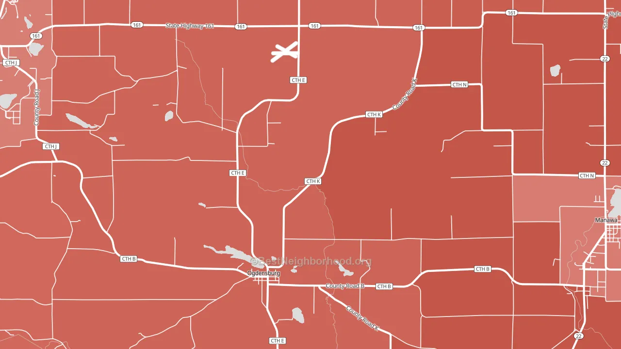 54962, WI block-group political-lean map