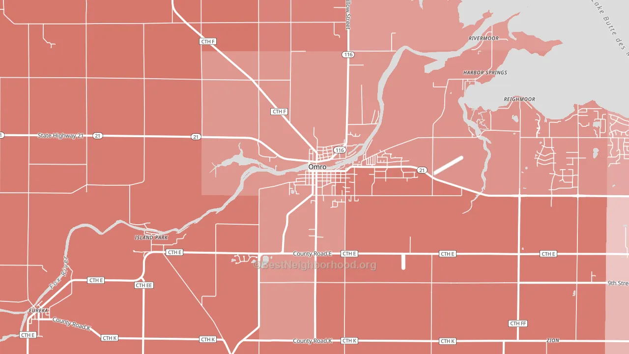 54963, WI block-group political-lean map