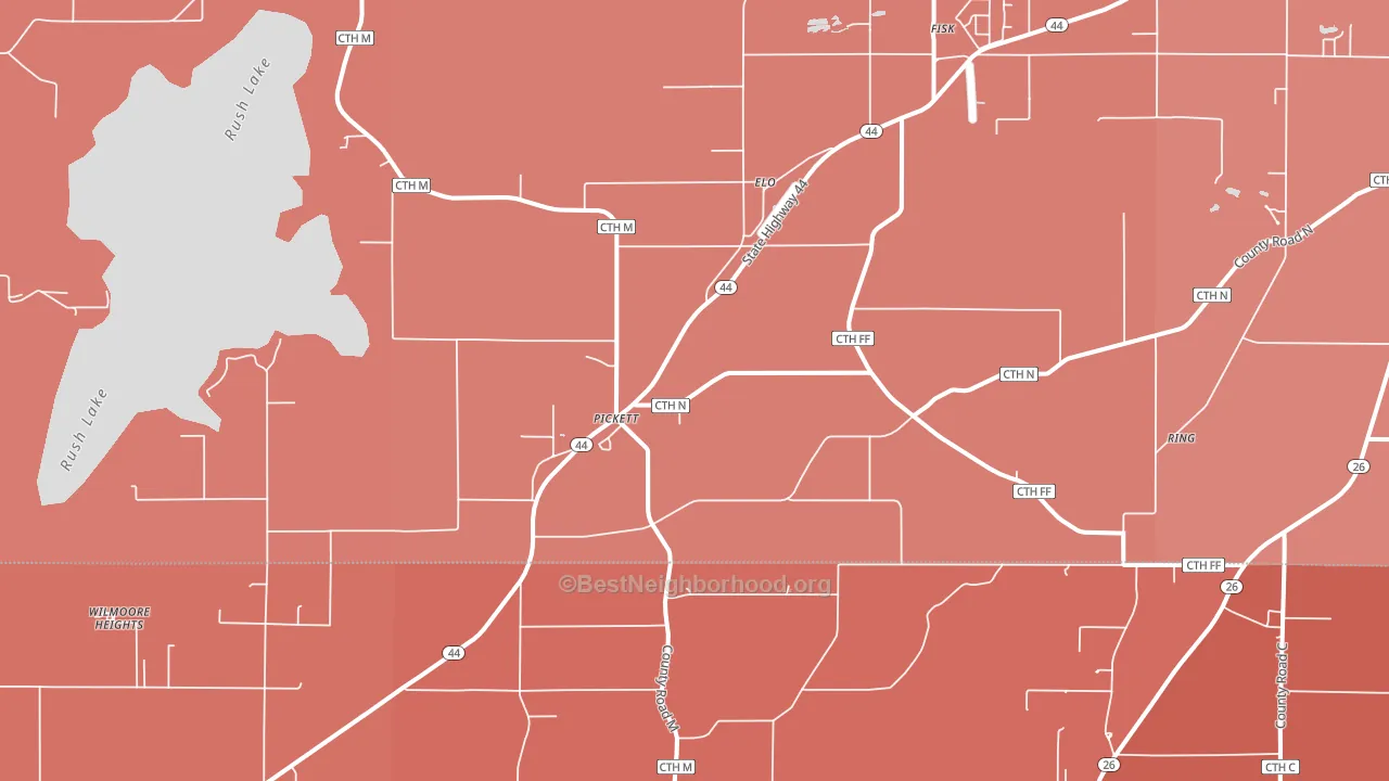 54964, WI block-group political-lean map