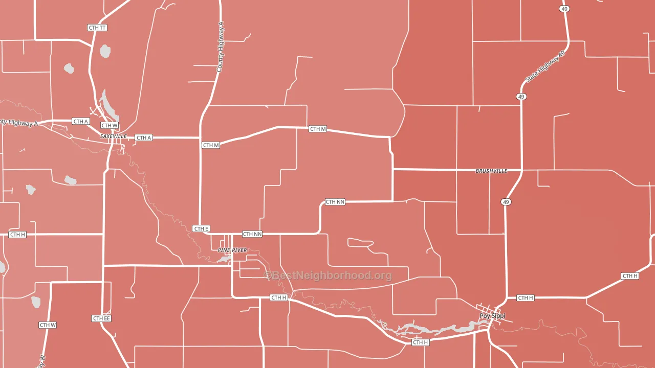 54965, WI block-group political-lean map