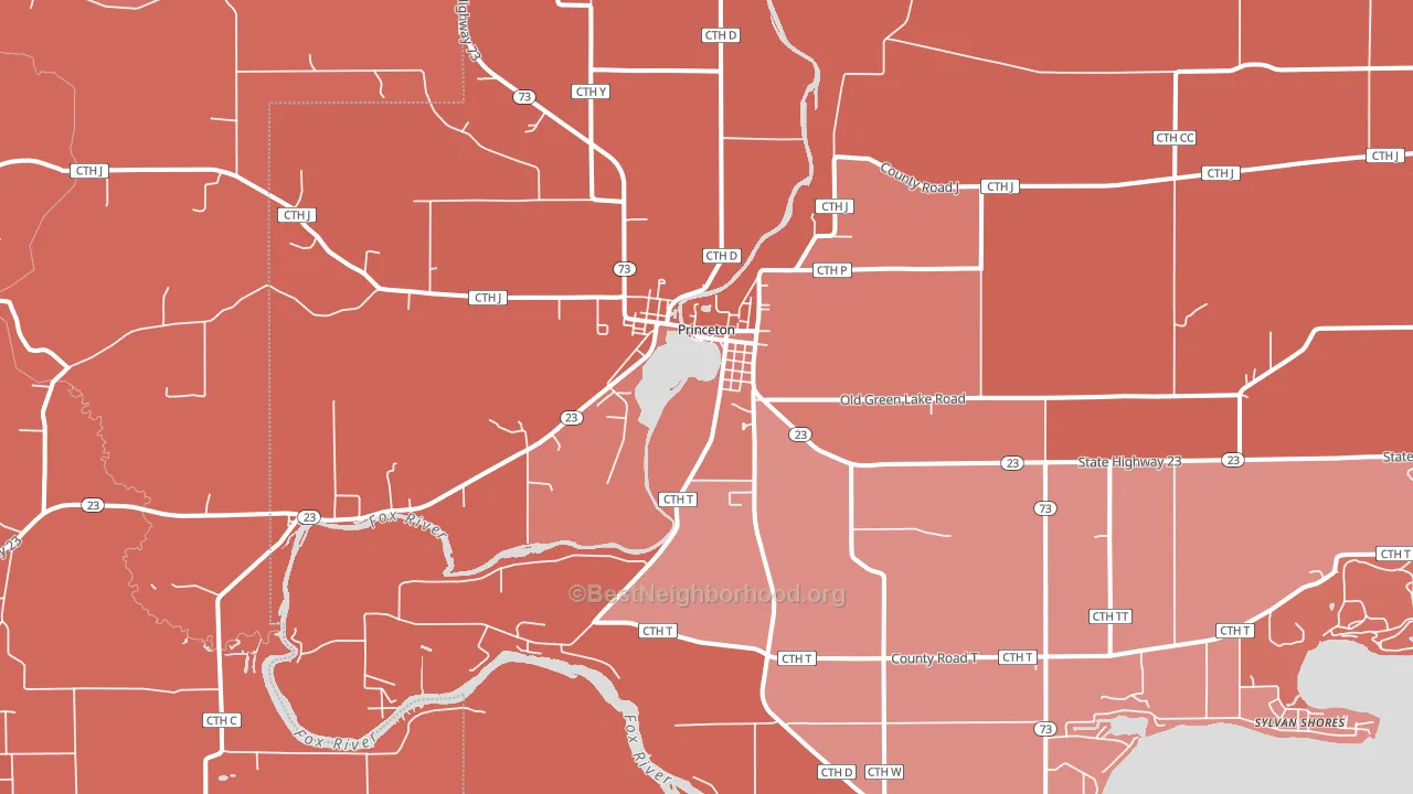 54968, WI block-group political-lean map