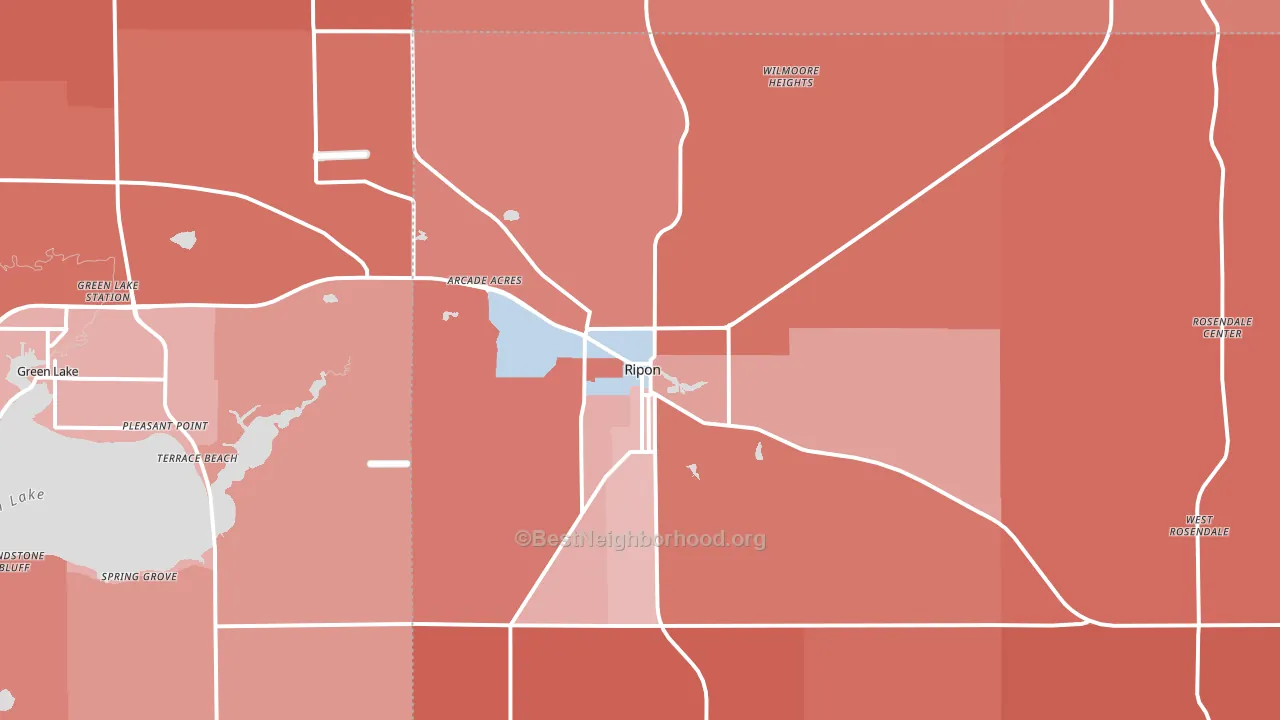 54971, WI block-group political-lean map