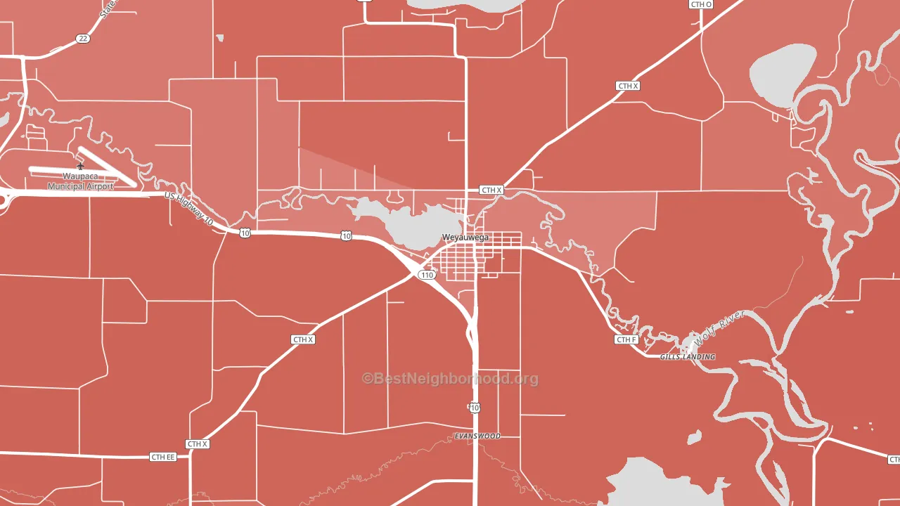 54983, WI block-group political-lean map