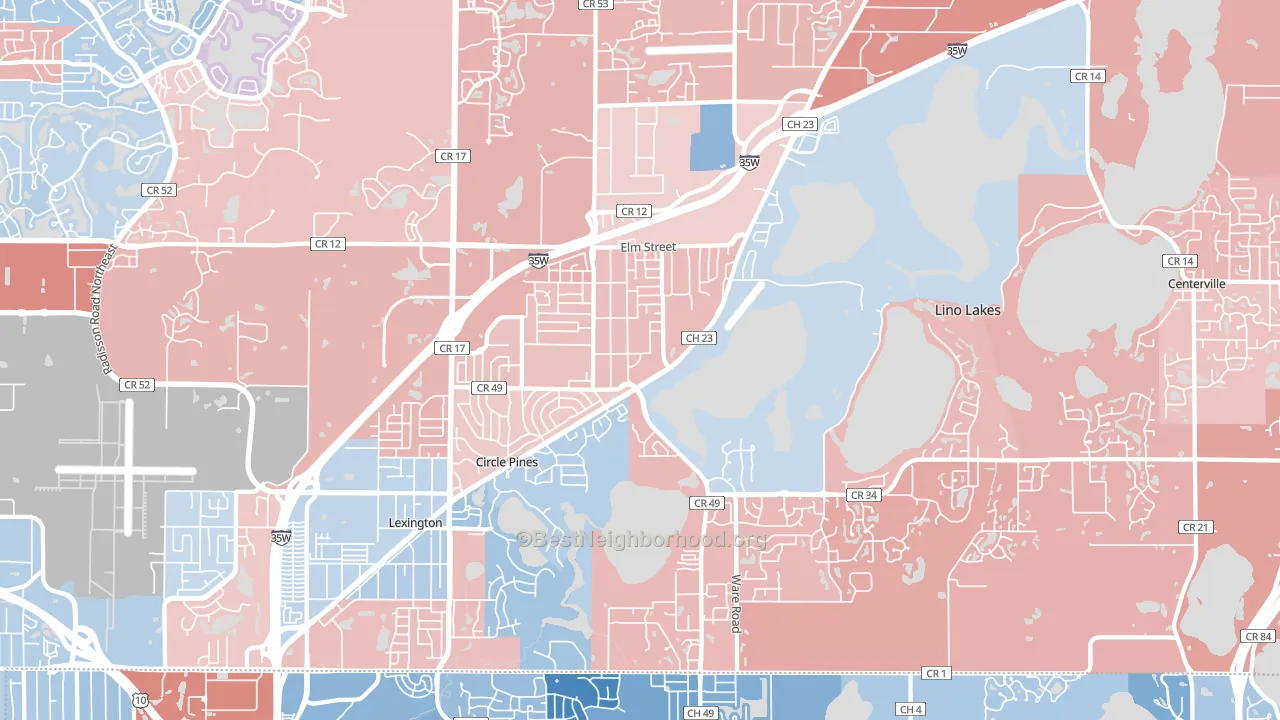 55014, MN block-group political-lean map