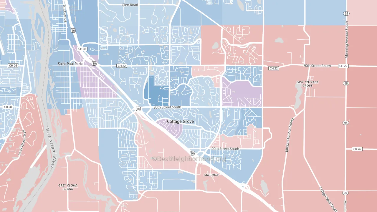 55016, MN block-group political-lean map
